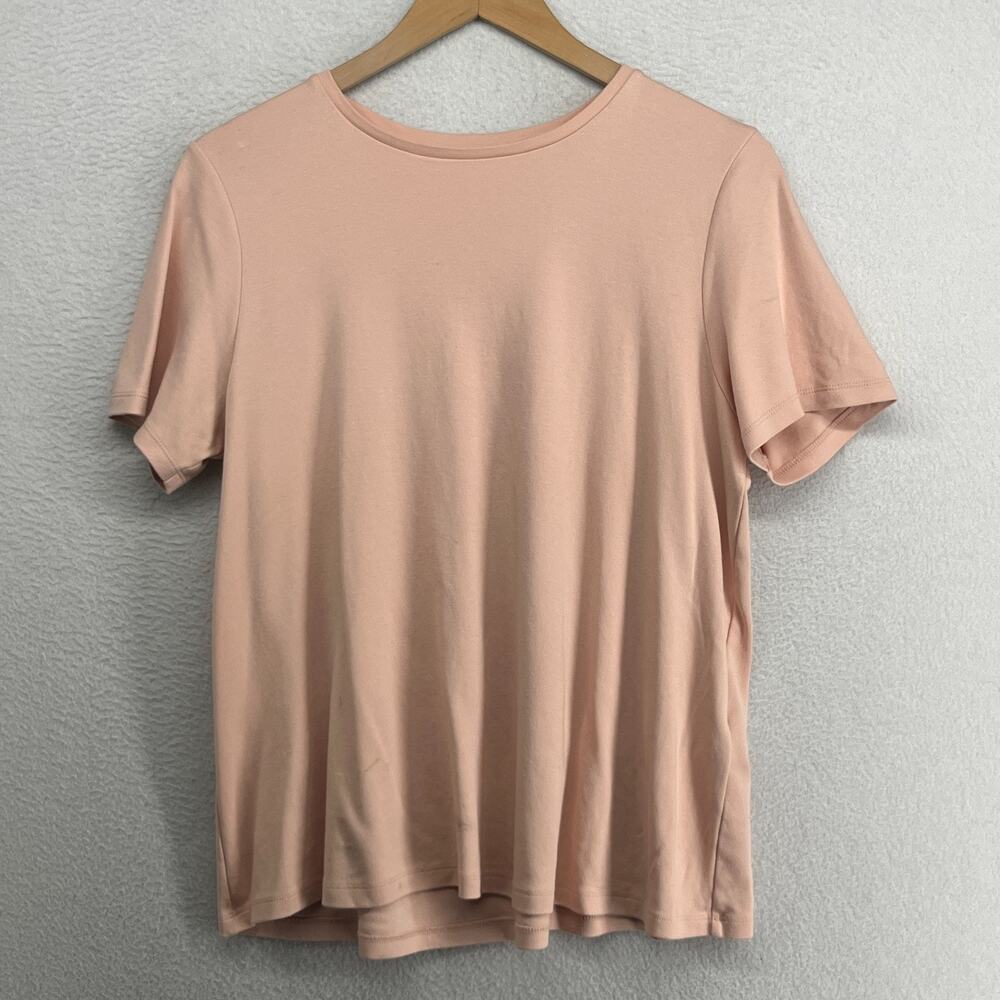 EILEEN FISHER Top M Organic Cotton Jersey Crew Neck Short Sleeve Basic Orange
